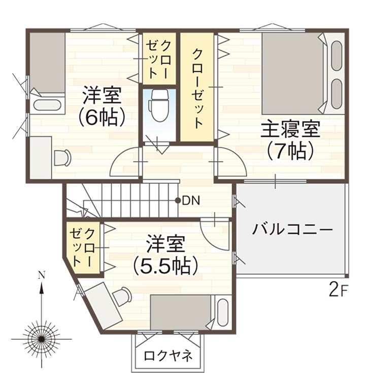 藤井寺市沢田1号地モデルハウスの2階図面