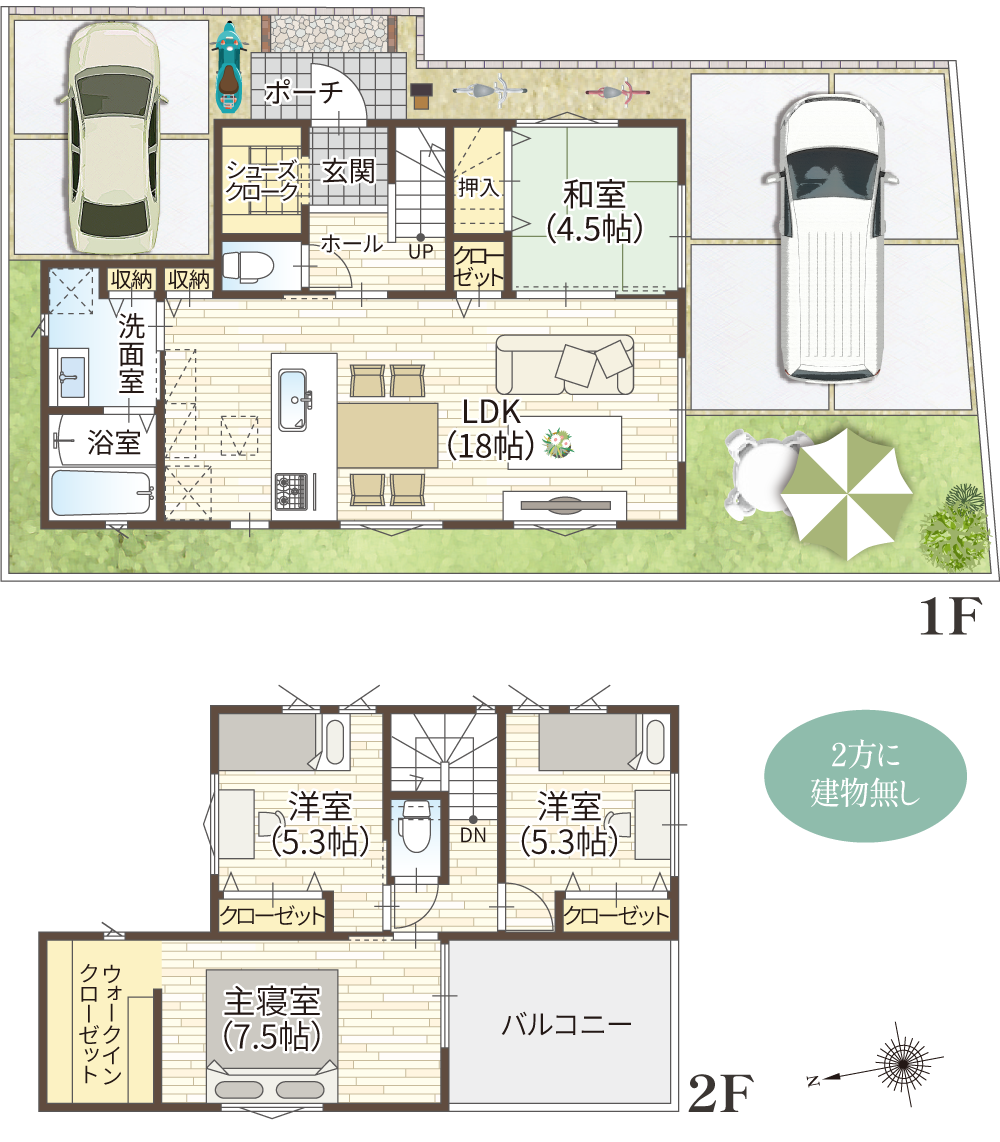 香芝市良福寺 I期 1-B参考プラン間取り