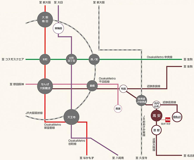 八尾市教興寺　路線図