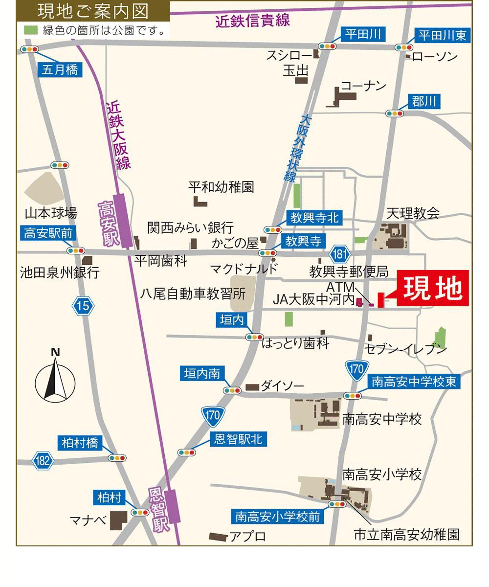 八尾市教興寺　イラストマップ